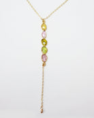 tourmaline lariat y necklace with mixed color gemstones