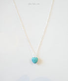 Tiny Turquoise Heart Necklace For Women - Sterling Silver, 14k Gold Fill