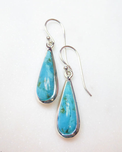 Turquoise Teardrop Pendant Earrings ~ 925 Sterling Silver