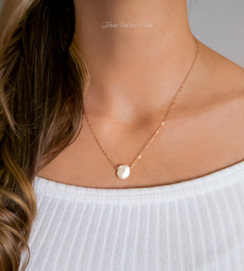 Baroque Freshwater Pearl Necklace For Women- Sterling Silver, 14k Gold or Rose Gold