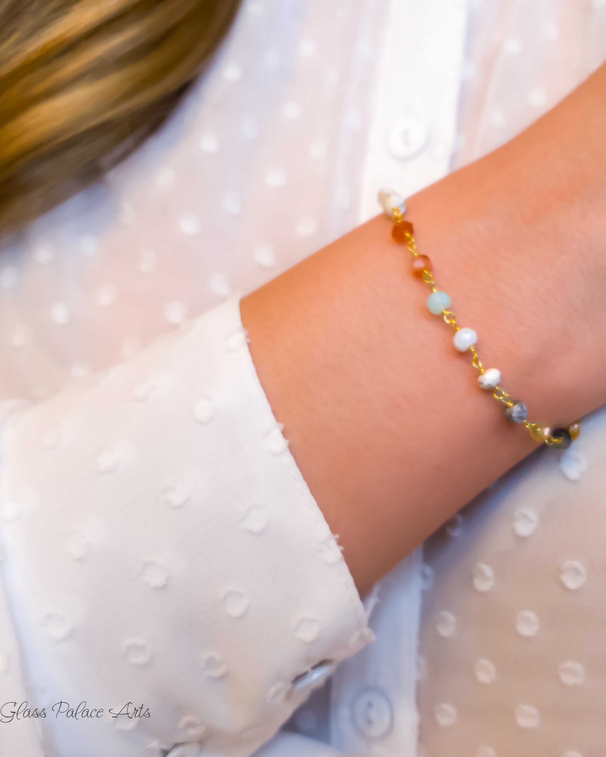 Multi Color Peruvian Opal Bracelet For Women - Sterling Silver or Gold