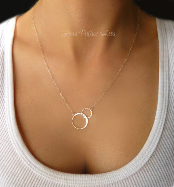 Two Circle Necklace, Interlocking Circle Necklace, Silver, Gold Karma  Necklace, Double Circle Jewelry, Eternity Necklace, Gift for Woman - Etsy