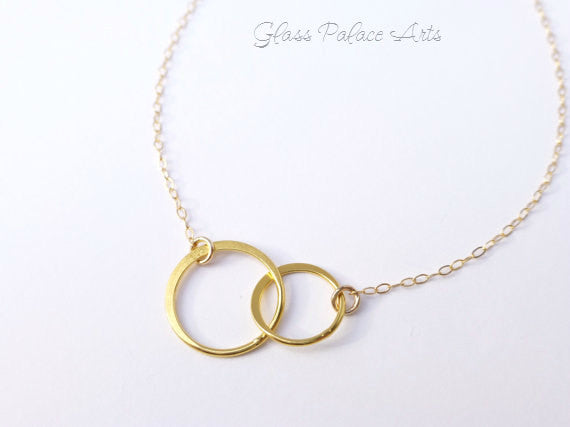 Double Circle Infinity Necklace For Mom With Notecard - Sterling Silver, Gold, Rose Gold