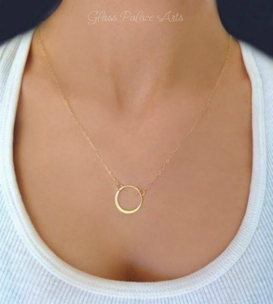 Simple Circle Necklace With Infinity Pendant - Sterling Silver, Gold, Rose Gold