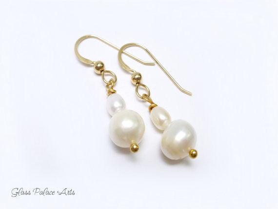Freshwater Pearl Dangle Earrings - Sterling Silver, 14k Gold Fill, Rose Gold