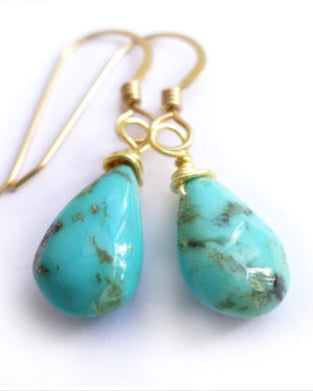 Sleeping Beauty Turquoise Earrings - Sterling Silver or 14k Gold Fill
