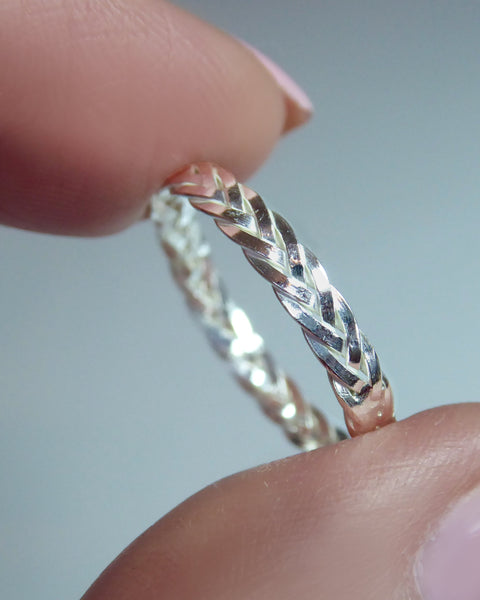 Braided Sterling Silver Ring, Triple Weaved 2.5mm Ring