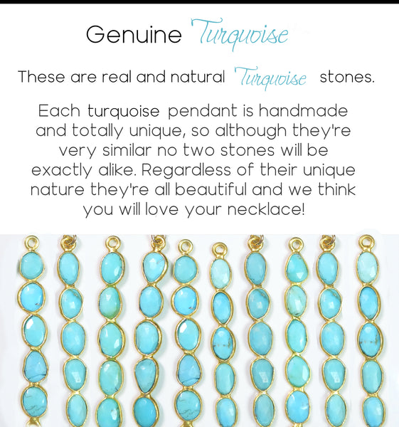 Long Turquoise Pendant Lariat Necklace For Women