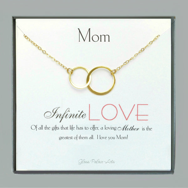 Infinite Love Necklace For Mom With Interlocking Circles - Sterling Silver, 14k Gold Fill, Rose Gold