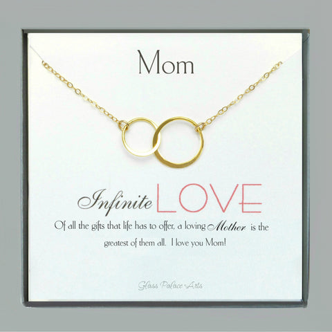 Infinite Love Necklace For Mom With Interlocking Circles - Sterling Silver, 14k Gold Fill, Rose Gold
