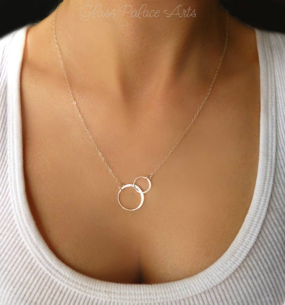 Infinity Necklace With Simple Circle Pendant - In Sterling Silver, Gold or Rose Gold