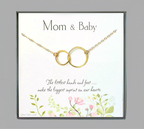 Mom And Baby Necklace Gift For Mom To Be - Sterling Silver, Gold, or Rose Gold