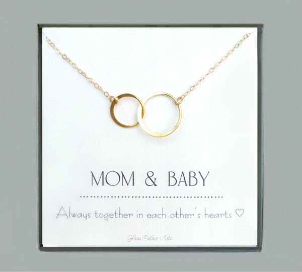 Circle Infinity Necklace On Mom And Baby Card - Sterling Silver, Gold, or Rose Gold