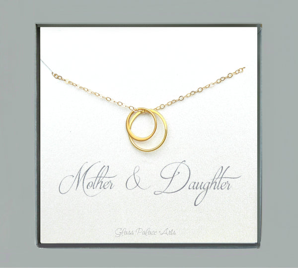 Mother Daughter Infinity Necklace Gift For Mom - Gold, Rose Gold, Sterling Silver
