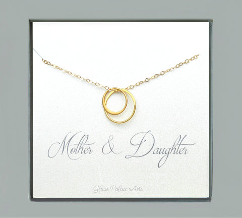 Mother Daughter Infinity Necklace Gift For Mom - Gold, Rose Gold, Sterling Silver