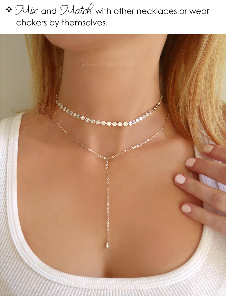 Sterling Silver Double Chain Choker Necklace Set – Glass Palace Arts