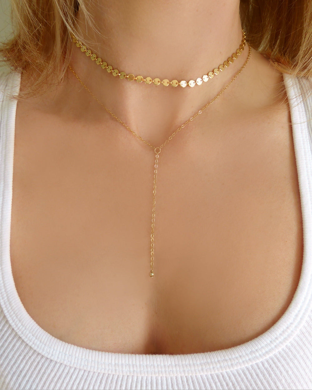 Choker Lariat Necklace Set For Women - Sterling Silver, Gold, Rose Gold