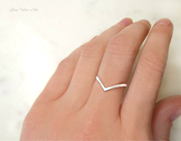 Hammered Chevron Ring For Women - 14k Gold Fill or Sterling Silver