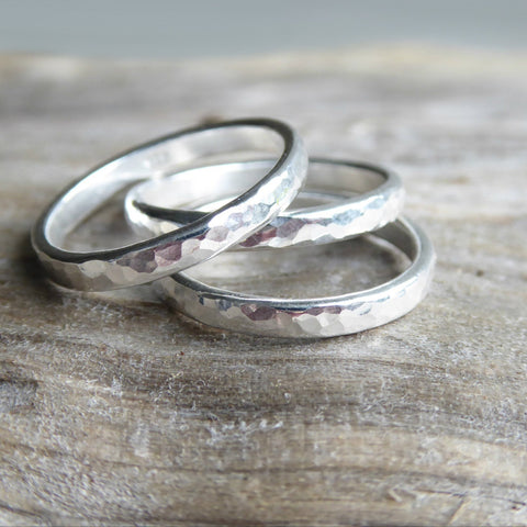 Sterling Silver Knuckle Ring - Hammered Midi Ring Sets