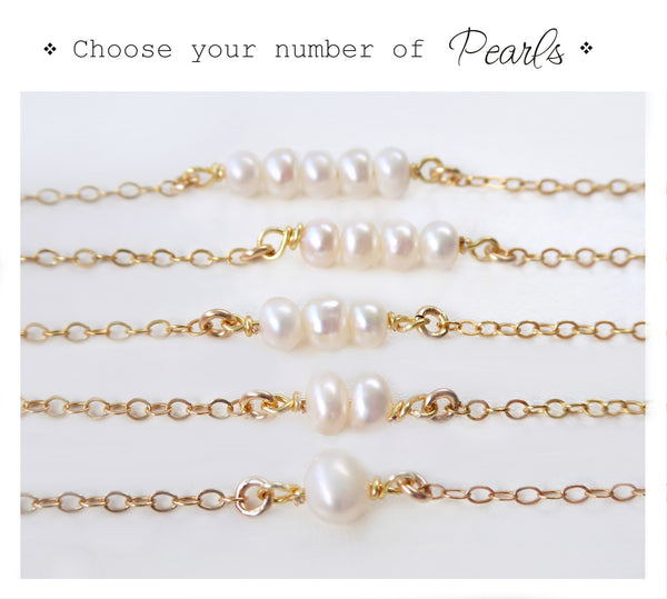 Tiny Pearl Choker Necklace With Genuine Freshwater Pearls - Choose Quantity Of Pearls