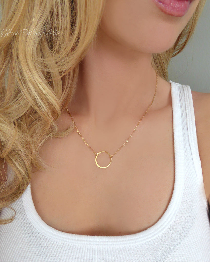 Simple Circle Necklace With Infinity Pendant - Sterling Silver, Gold, –  Glass Palace Arts