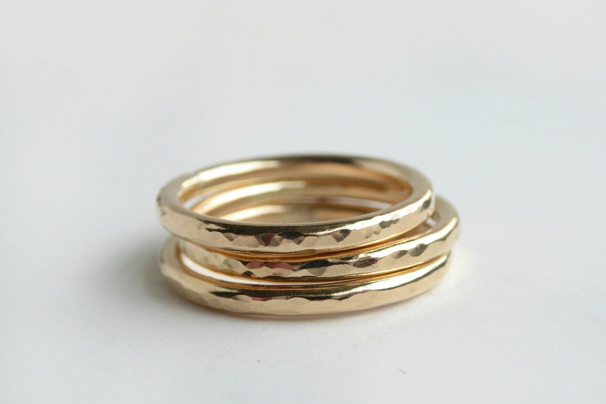Gold Stacking Ring for Women - 14k Gold Hammered Ring