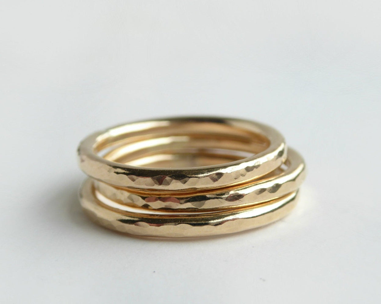 Gold Stacking Ring for Women - 14k Gold Hammered Ring
