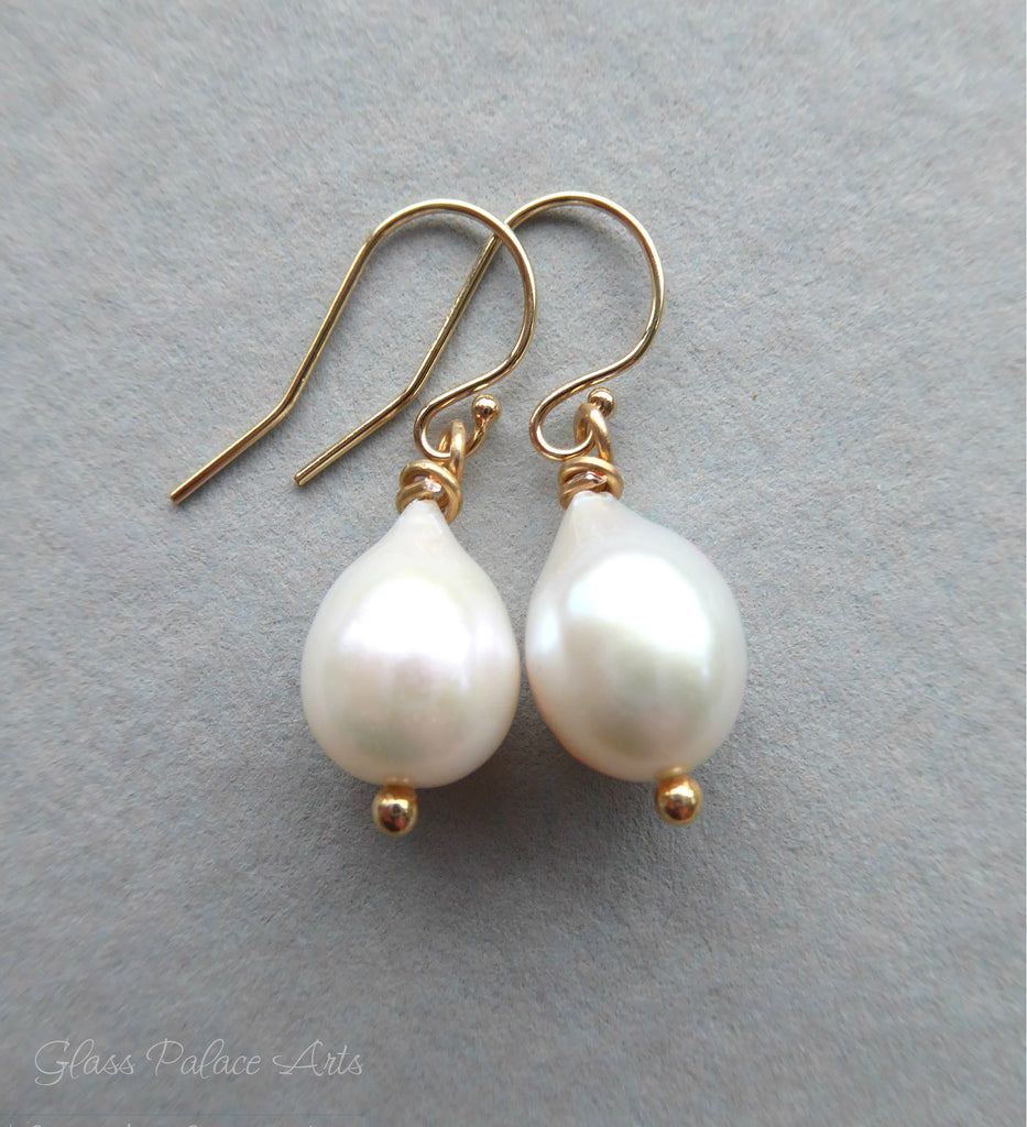 Freshwater Pearl Teardrop Earrings For Women - Sterling Silver, Gold Fill or Rose Gold