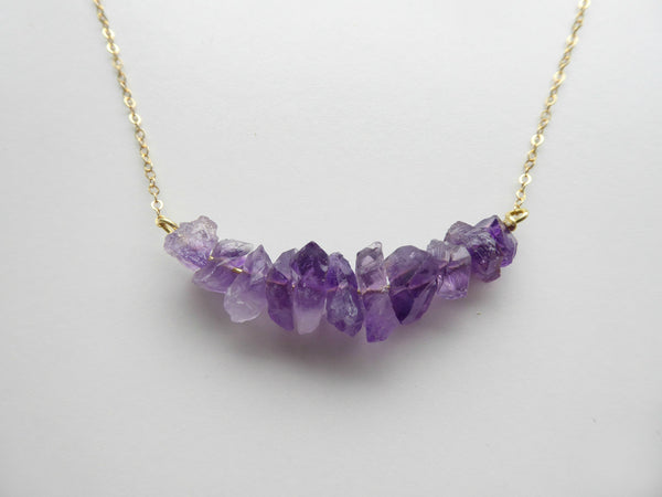 Raw Amethyst Statement Necklace For Women - February Birthstone Jewelry