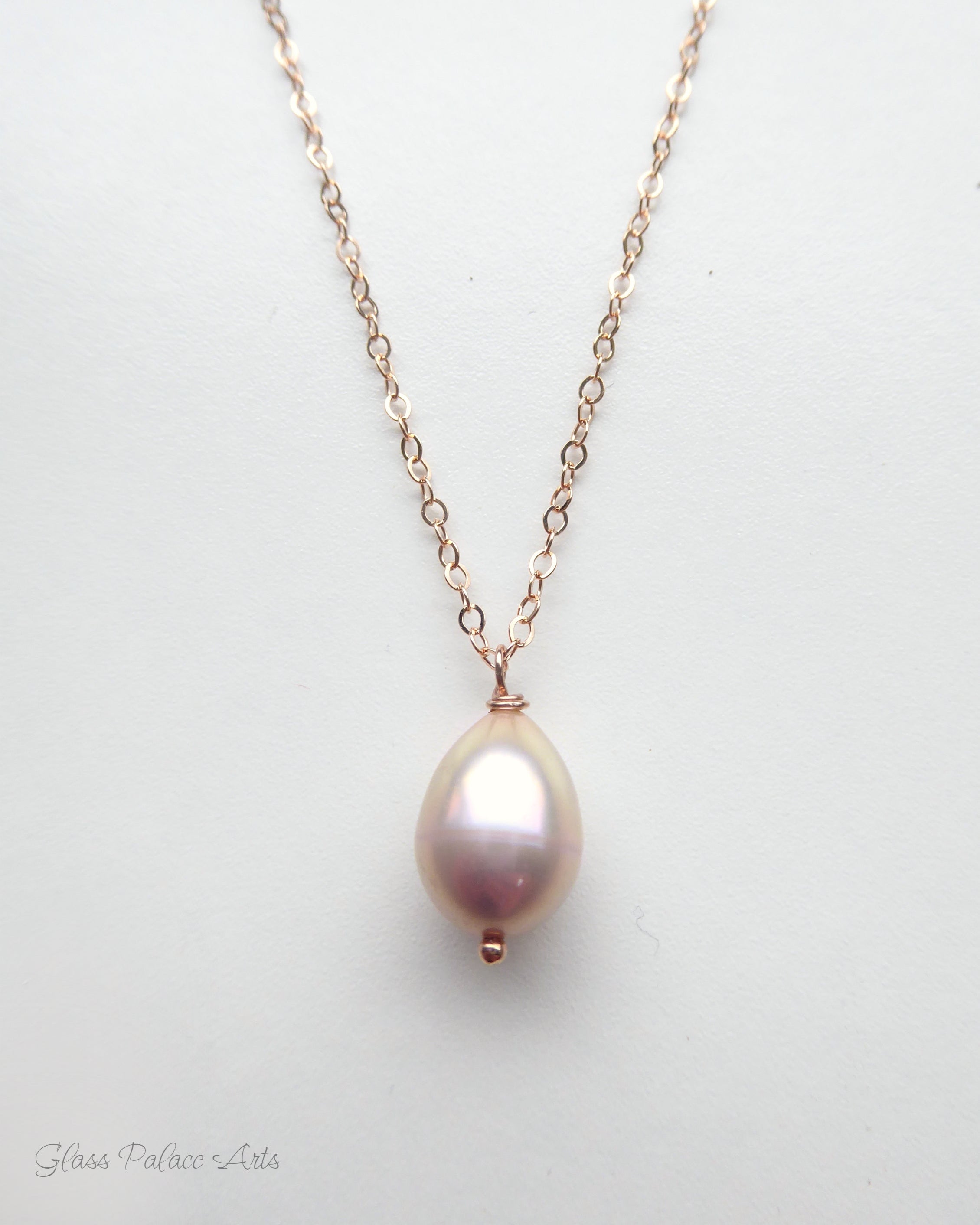 Champagne Pink Freshwater Pearl Necklace Gold