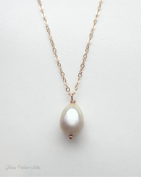 Freshwater Pearl Teardrop Necklace Rose Gold, Gold or Sterling Silver