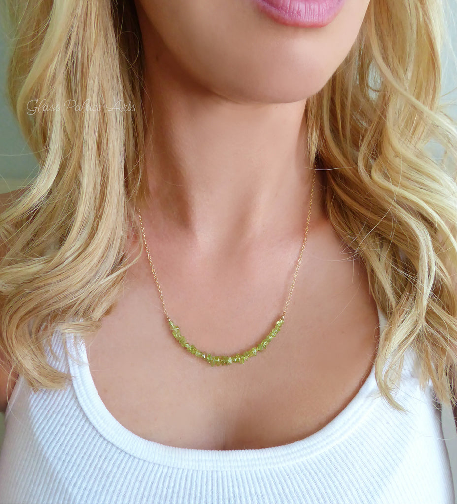 Raw Peridot Birthstone Necklace (August) – Soleil Alexandre Boutique