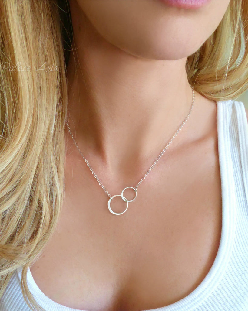 Infinity Necklace With Simple Circle Pendant - In Sterling Silver, Gold or  Rose Gold