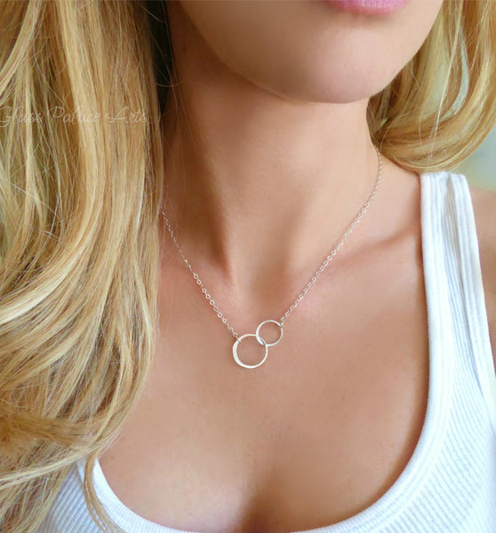 Infinity Necklace With Simple Circle Pendant - In Sterling Silver, Gold or Rose Gold