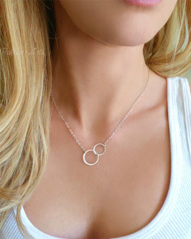 Infinity Necklace With Simple Circle Pendant - In Sterling Silver, Gold or Rose Gold