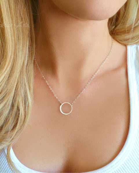 Simple Circle Necklace With Infinity Pendant - Sterling Silver, Gold, Rose Gold