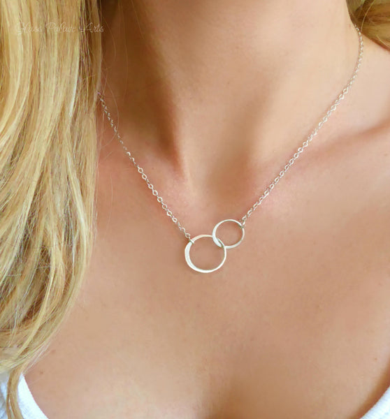 Rose Gold Linked Circle Infinity Necklace For Women - Also In Sterling Silver and Gold