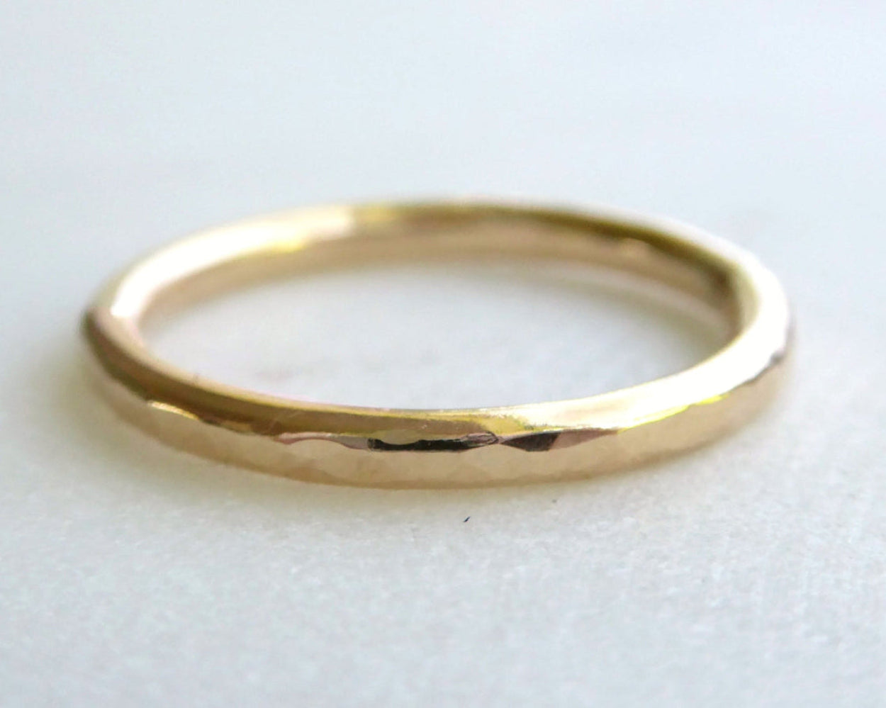 Gold Stacking Ring for Women - 14k Gold Hammered Ring