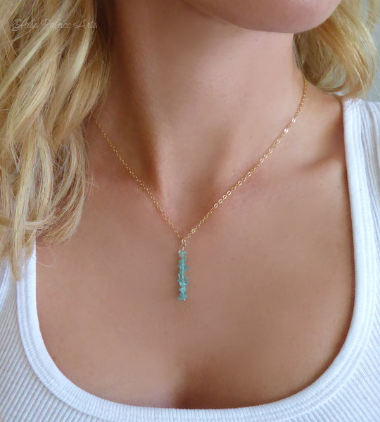 Raw Gemstone Apatite Necklace For Women - Gold, Rose Gold or Sterling Silver