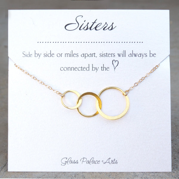 Three Sisters Necklace Gift - Sisters Three Ring Infinity Necklace