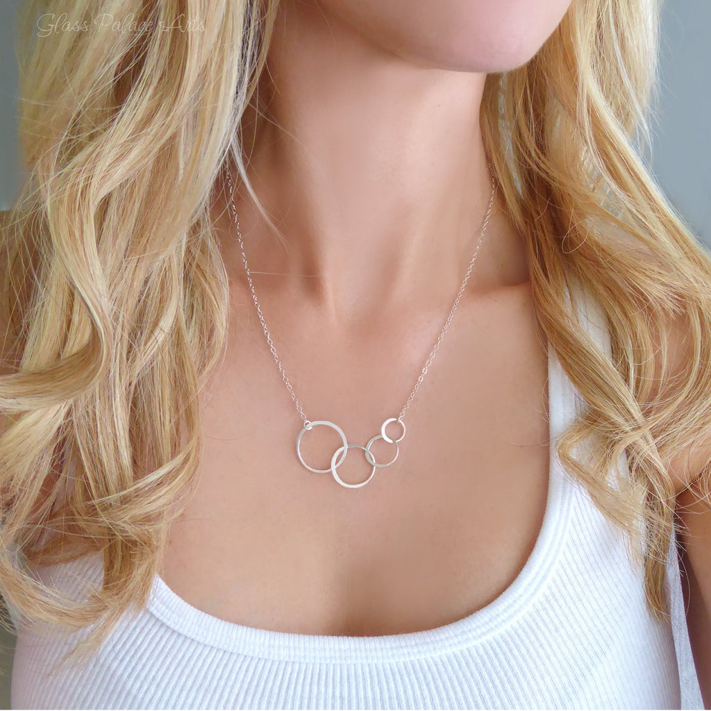 Four Circle Infinity Necklace On Family Card Sterling Silver