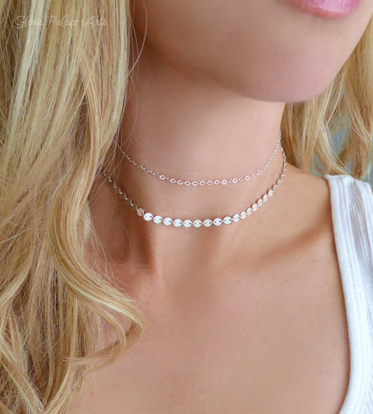 Gold Choker Necklace Set ~ 14k Gold Fill, Rose Gold Fill or Sterling Silver