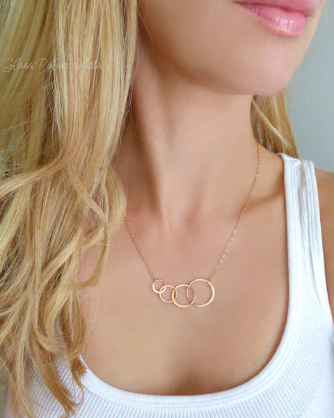 Rose Gold Four Circle Infinity Necklace