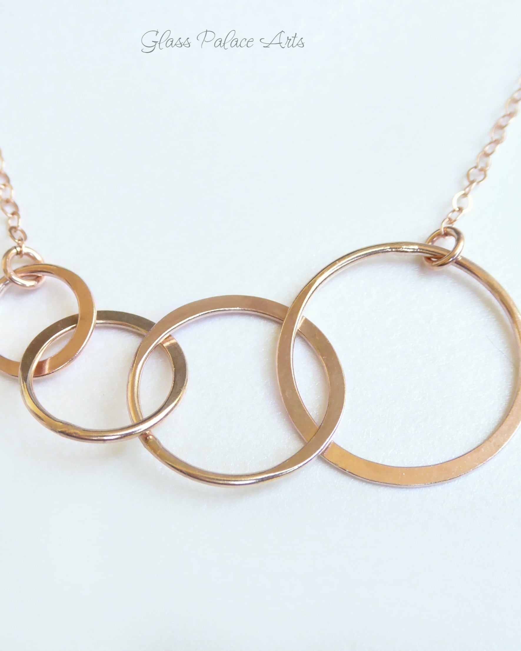 Rose Gold Four Circle Eternity Necklace With Interlocking Circles