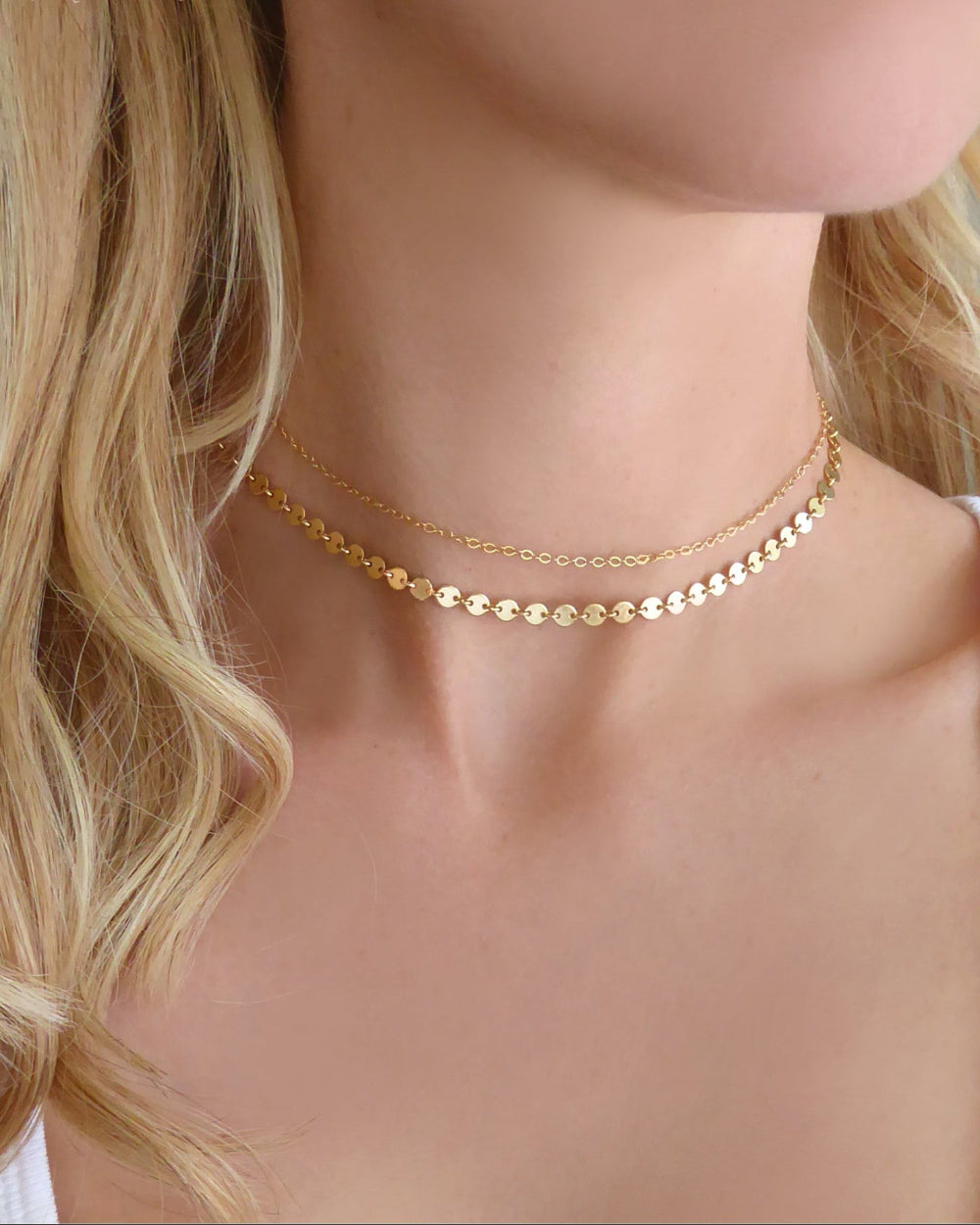 Gold Choker Chain Necklace Set