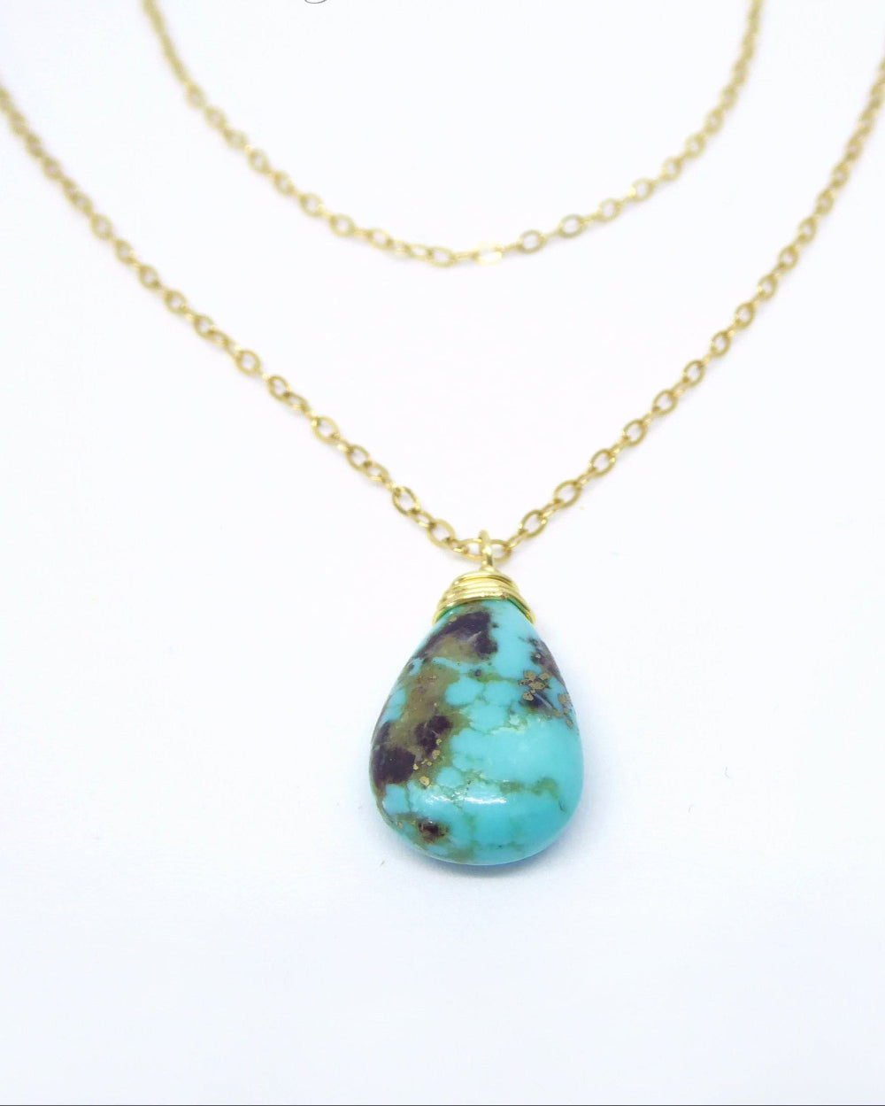 Sleeping Beauty Turquoise Multi Strand Necklace - Sterling Silver or 14k Gold Fill