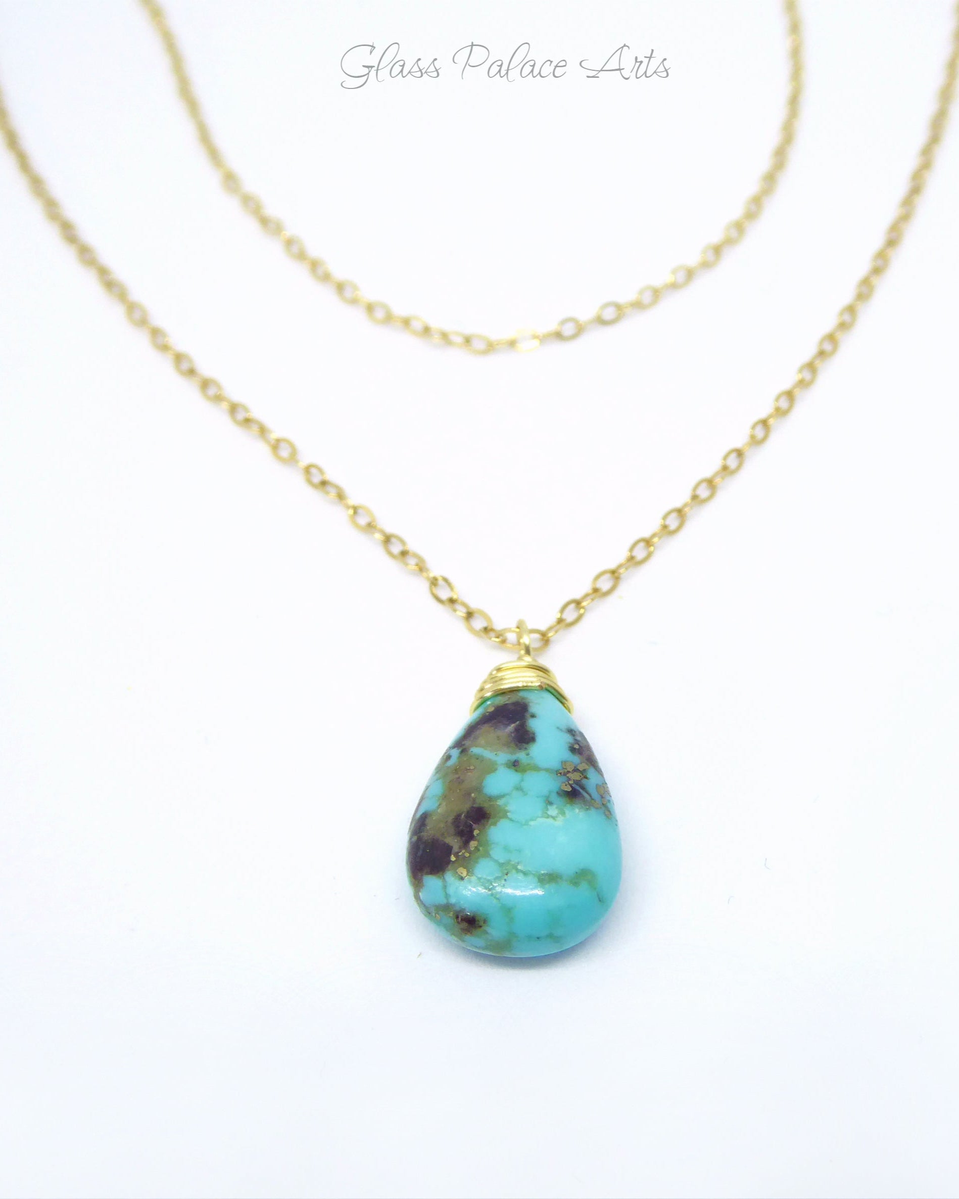 Sleeping Beauty Turquoise Multi Strand Necklace - Sterling Silver or 14k Gold Fill