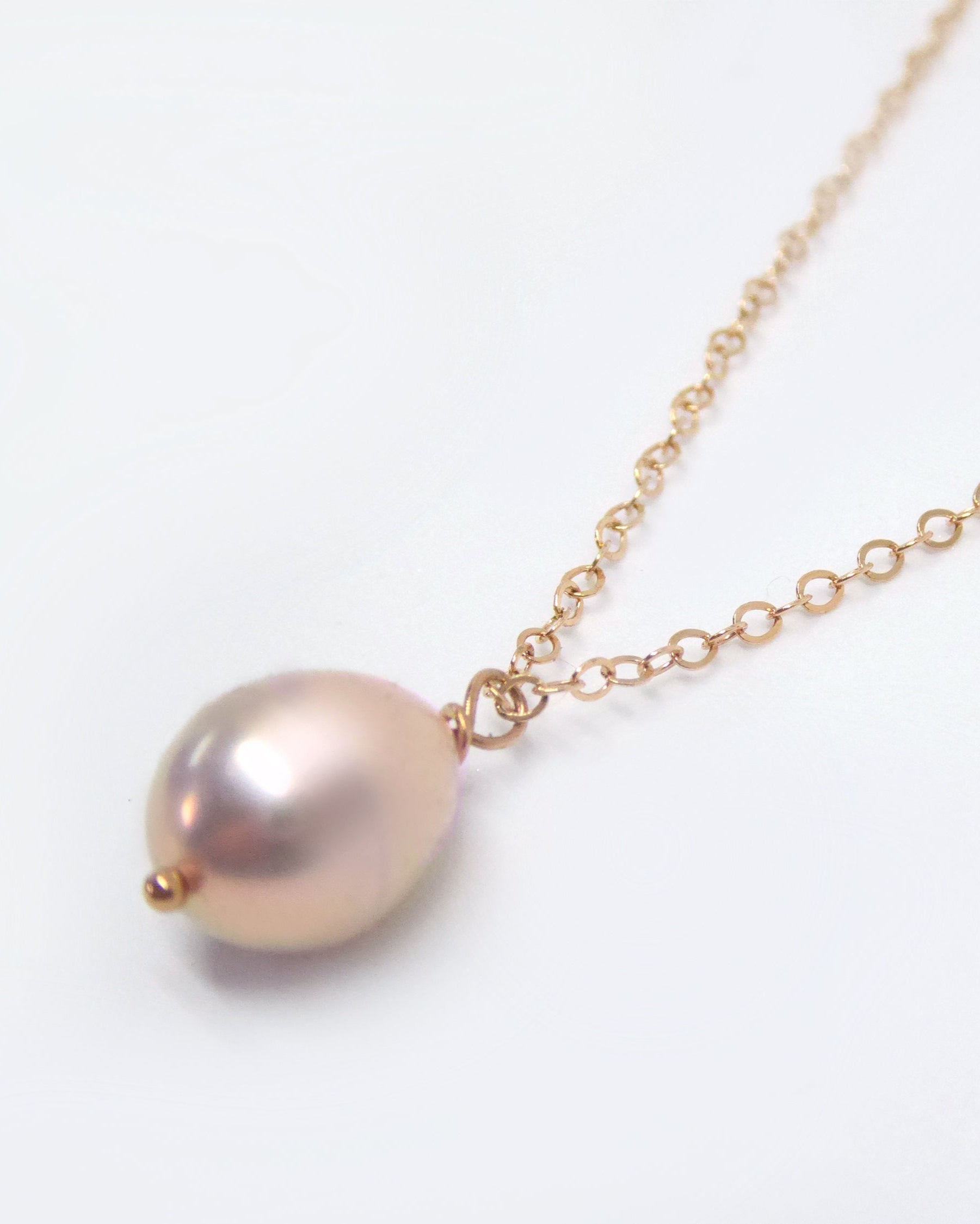 Champagne Pink Freshwater Pearl Necklace Gold