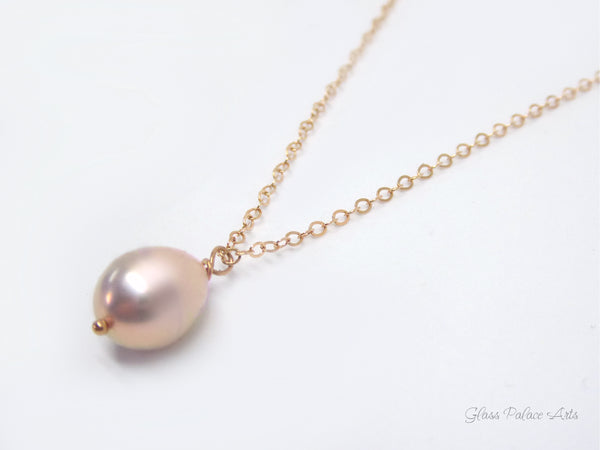 Champagne Pink Freshwater Pearl Necklace Rose Gold, Sterling Silver or Gold