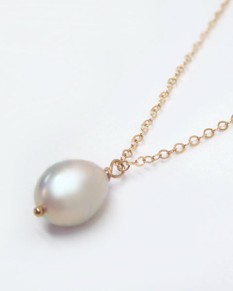 Freshwater Pearl Teardrop Necklace Rose Gold, Gold or Sterling Silver